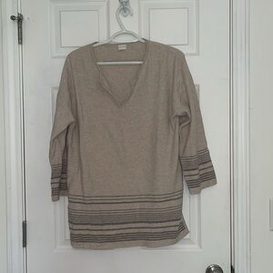 Poetry Beige and Gray Striped Top